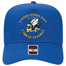 Load image into Gallery viewer, Baseball Cap - Navy - Seabee - Combat Veteran - No Shadow
