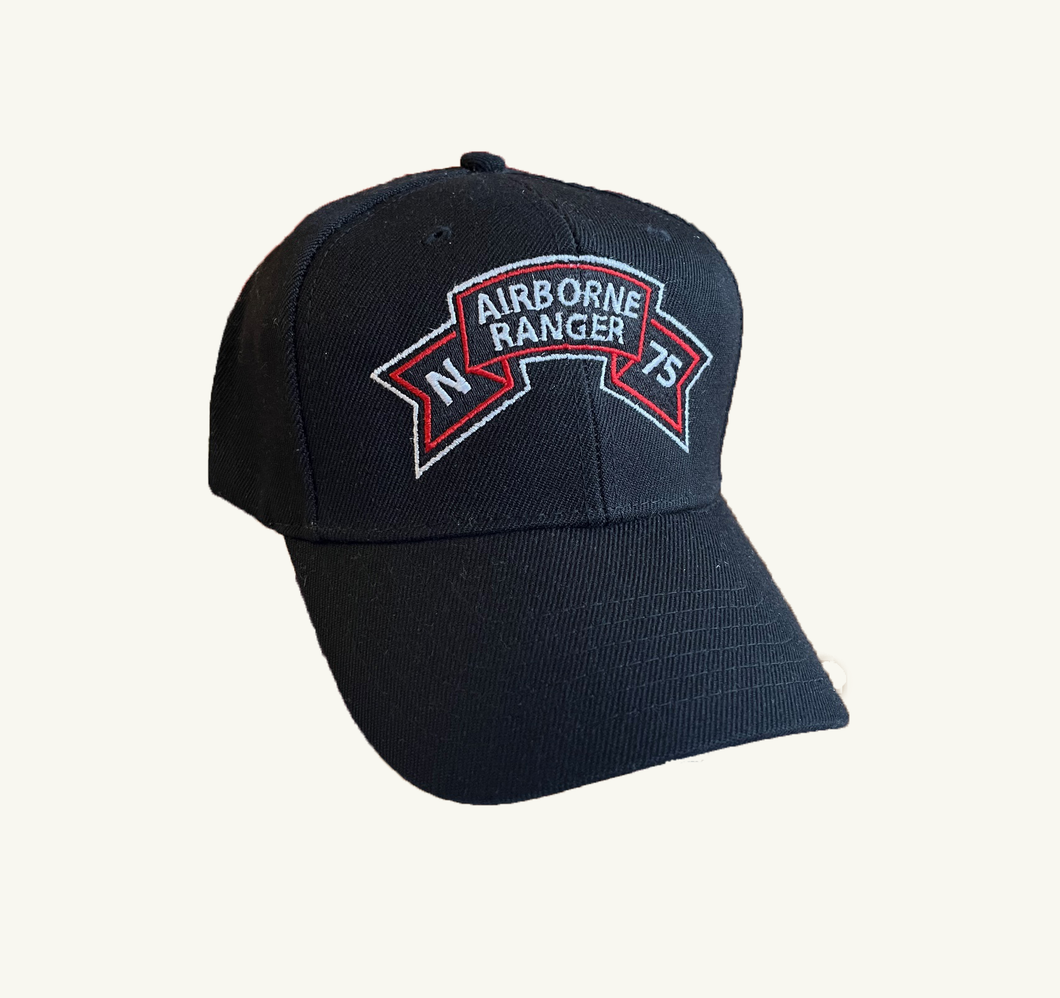 Baseball Cap Embroidery - SOF - N Company Scroll - Airborne Ranger - 75th