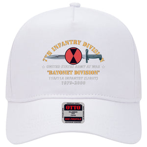 Baseball Cap - 7th Infantry Division - Bayonet Division w Bayonet - 11B-11A INFANTRY (LIGHT) 1979-2000 X 300