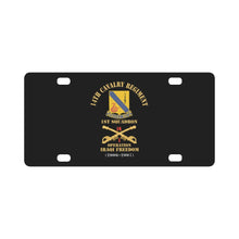 Load image into Gallery viewer, Army - 14th Cavalry Regiment w Cav Br - 1st Squadron - Operation Iraqi Freedom - 2006–2007 - Red Txt Classic License Plate
