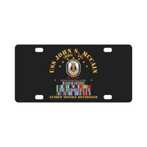 Navy - Destroyer - USS John S McCain - Ships Ribbons Classic License Plate