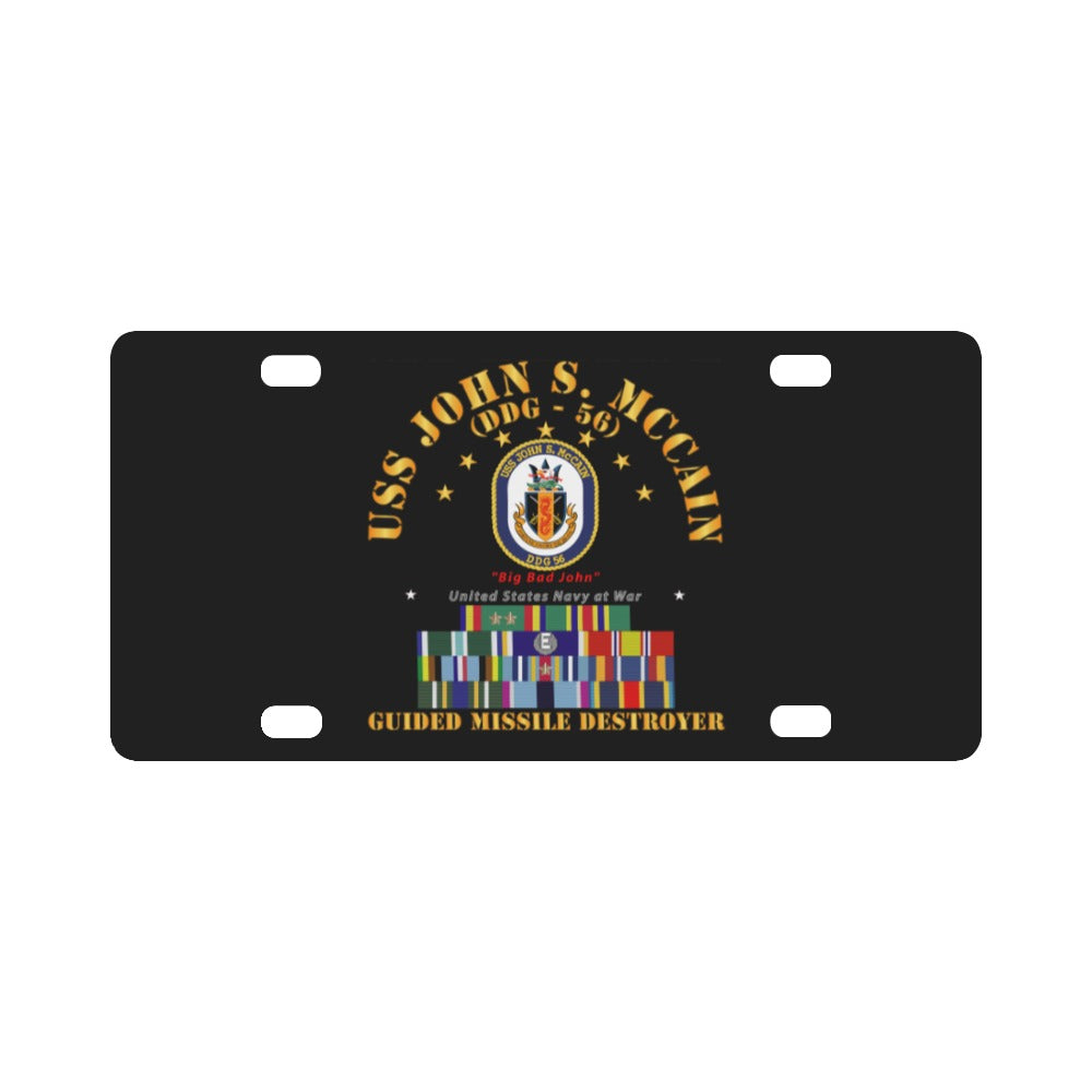 Navy - Destroyer - USS John S McCain - Ships Ribbons Classic License Plate