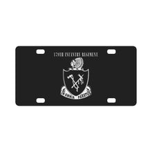 Load image into Gallery viewer, DUI - 179th Infantry Regiment with Text - BW X 300 Classic License Plate
