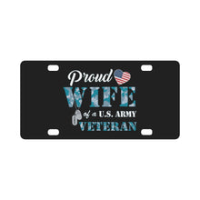 Load image into Gallery viewer, Proud Wife of a US ARMY VETERAN Navy Camo w White Txt X 300 Classic License Plate
