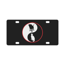 Load image into Gallery viewer, Ying-Yang w Dog - Cat - BW w Red Circle X 300 Classic License Plate
