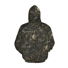 Load image into Gallery viewer, AOP Hoodie - Distressed USMC Nautical Emblem Pattern Men's All Over Print Hoodie (USA Size)
