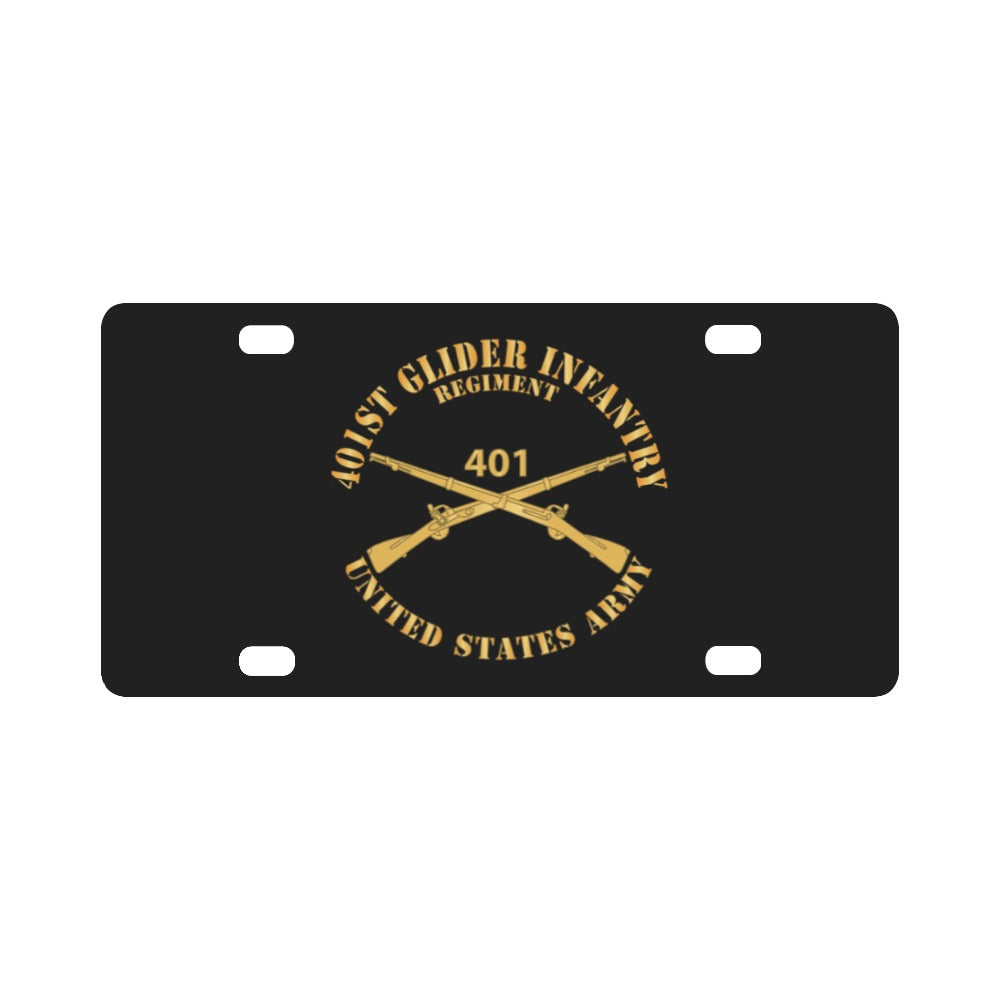 Army - 401st Glider Infantry Regiment - US Army w Branch X 300 Classic License Plate