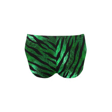 Load image into Gallery viewer, Men's Swimming Briefs (ModelL59) - Metallic jungle stripes on green
