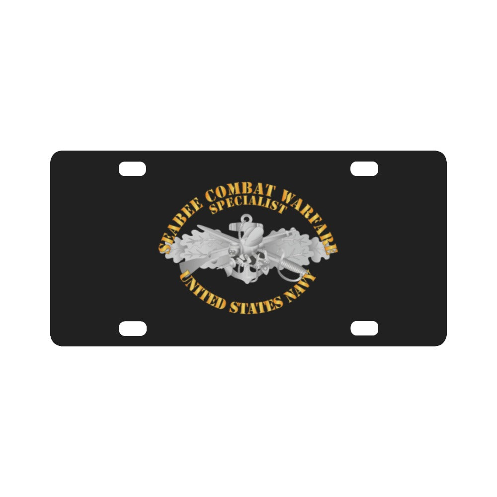 Seabee Combat Warfare Spec Badge - EM w Txt Classic License Plate