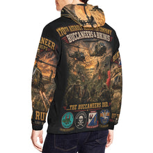 Load image into Gallery viewer, 170th Assault Helicopter Company - Bikinis &amp; Buccaneers Into the Fire- Vietnam Air Warriors Men's All Over Print Hoodie (USA Size)
