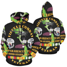 Load image into Gallery viewer, Men&#39;s All Over Print Hoodie (USA Size) (Model H13) - USAF - Vietnam Combat Veteran w Pararescue Huskie
