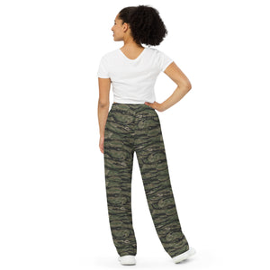 All-over print unisex wide-leg pants - VIetnam Style Tiger Stripe Camo