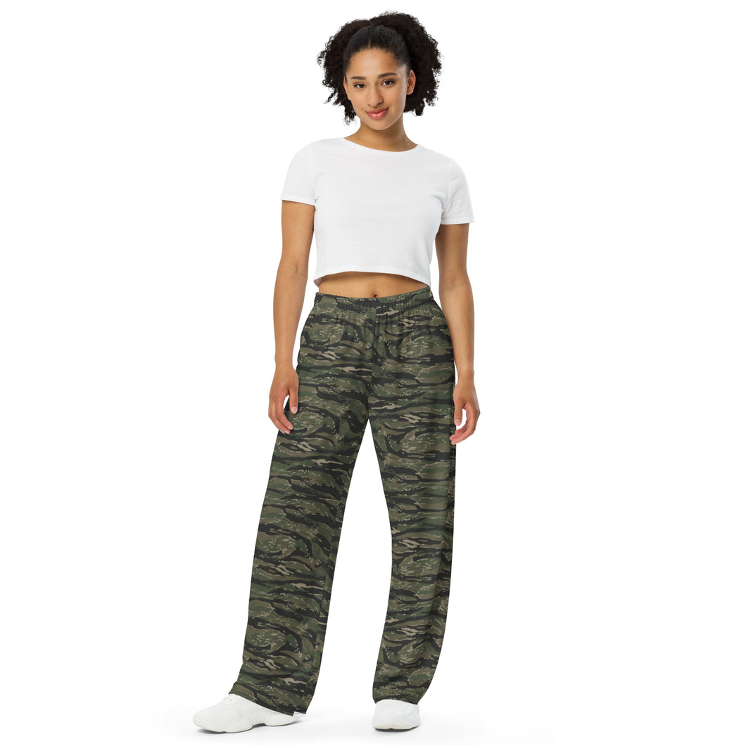 All-over print unisex wide-leg pants - VIetnam Style Tiger Stripe Camo