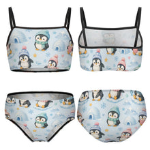 Load image into Gallery viewer, Two-Piece Swimwear for Girls(All-Over Printing) - Penguin Winter Wonderland
