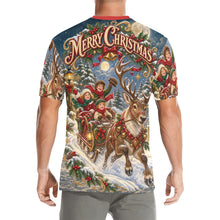 Load image into Gallery viewer, Victorian Christmas Reindeer Sleigh Ride Men's All Over Print Crew Neck T-Shirt
