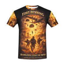 Load image into Gallery viewer, Men's All-Over Print Crew Neck T-Shirt — Fort Benning | Follow Me, I Am the Infantry
