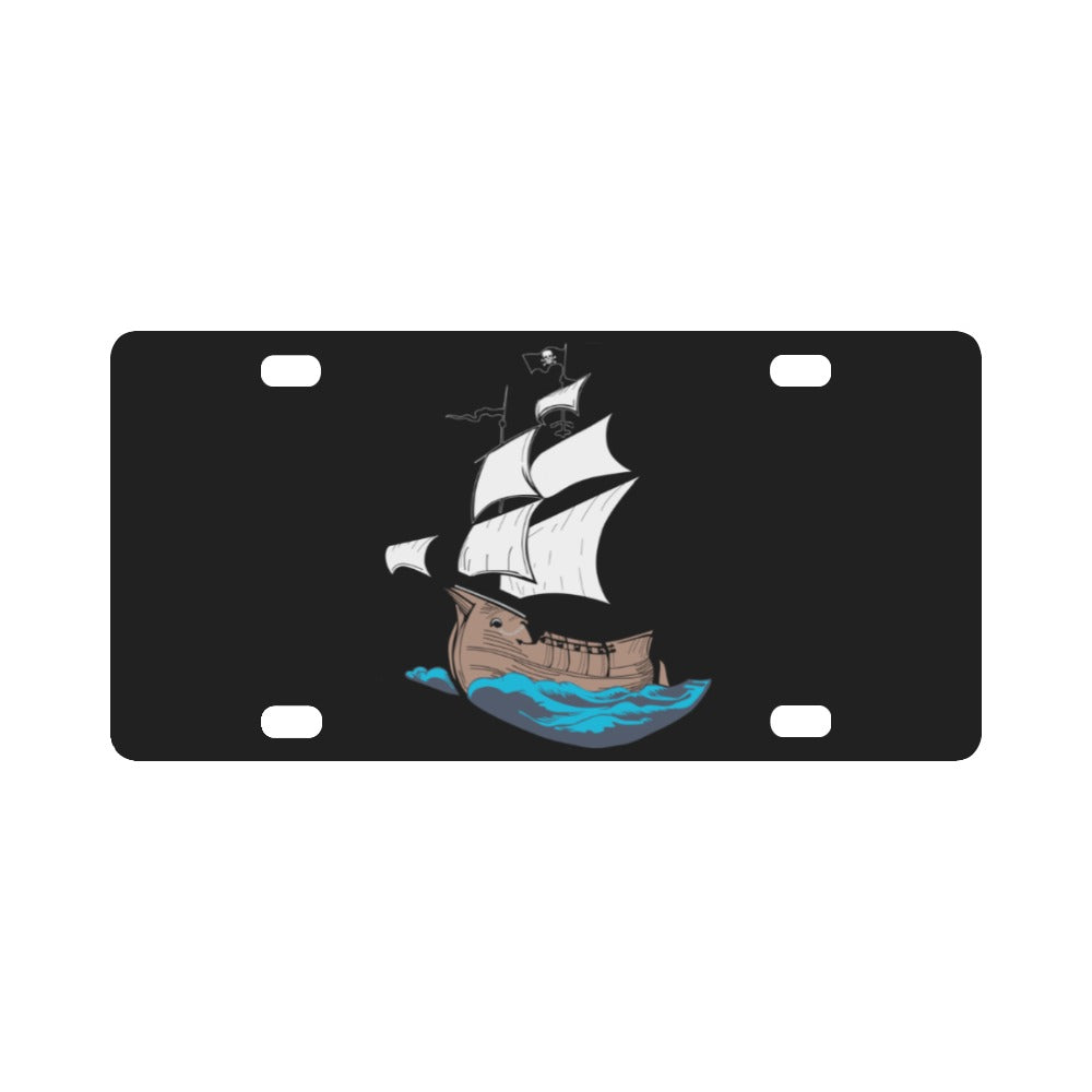 Pirate Ship - w Pirate Flag X 300 Classic License Plate