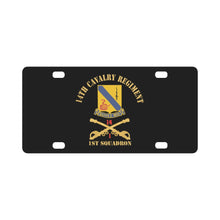 Load image into Gallery viewer, Army - 14th Cavalry Regiment w Cav Br - 1st Squadron - Red Txt X 300 Classic License Plate
