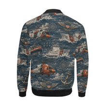 Load image into Gallery viewer, Bomber Jacket - Vintage Coast Guard Maritime Pattern
