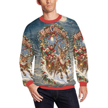 Load image into Gallery viewer, Victorian Christmas Reindeer Sleigh Ride Men's All Over Print Fuzzy Sweatshirt | Ships from USA
