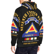 Load image into Gallery viewer, Men&#39;s All Over Print Hoodie (USA Size) (Model H13) - Army - 7th Unites States Army - 7 Steps to Hell w Germany Tab - SS w COLD WAR SVC
