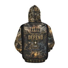 Load image into Gallery viewer, AOP Hoodie - US Army - This We'll Defend Tribute Tee — US Army Careers Men's All Over Print Hoodie (USA Size) (Model H13)
