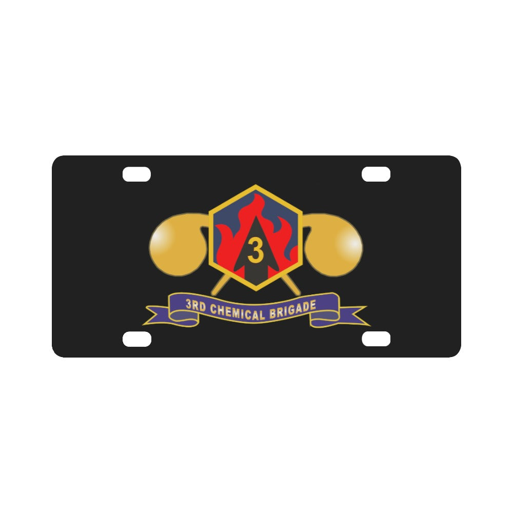 Army - 3rd Chemical Brigade - SSI w Br - Ribbon X 300 Classic License Plate