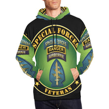 Load image into Gallery viewer, Men&#39;s All Over Print Hoodie (USA Size) (Model H13) - Special Forces - Ranger Veteran
