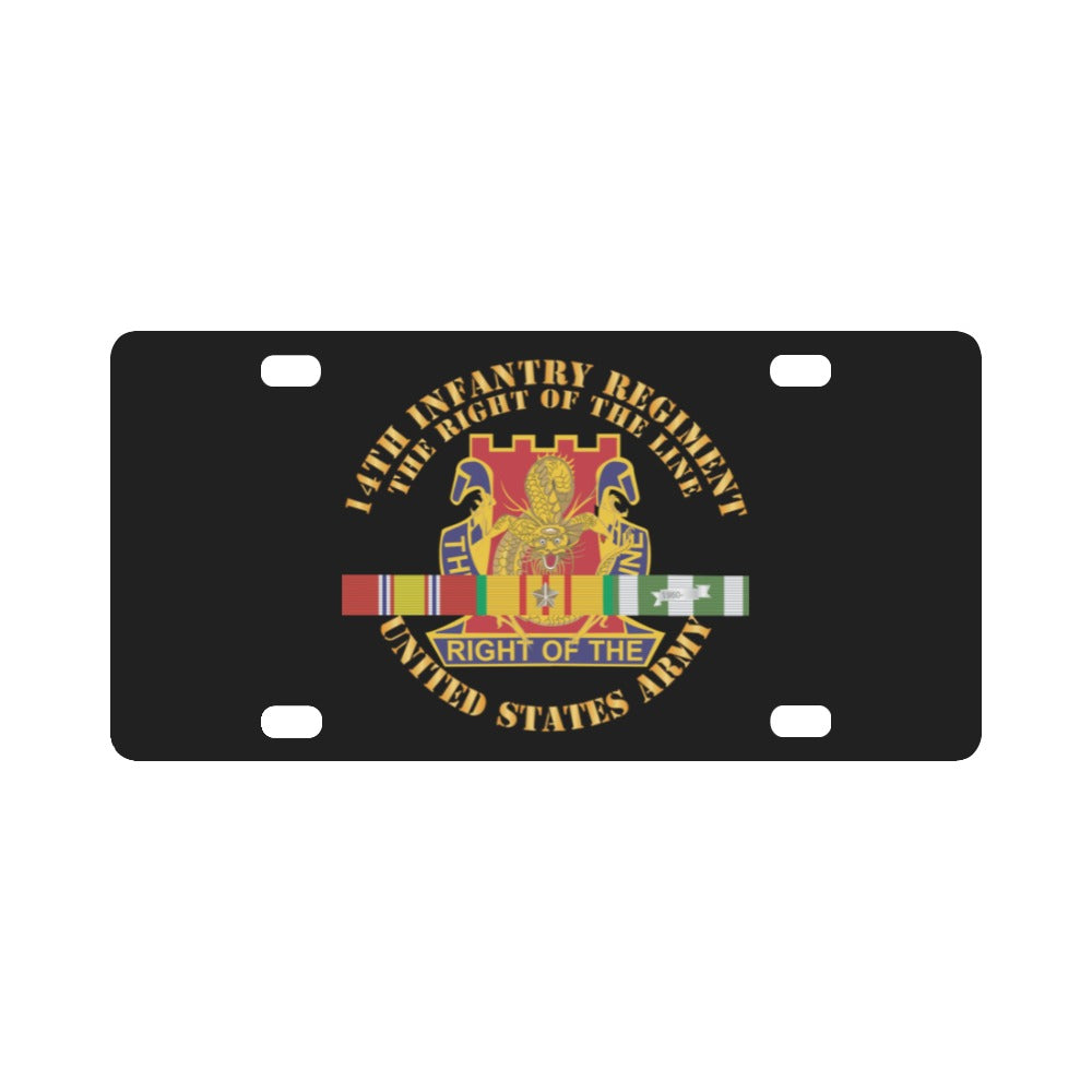 Army - DUI - 14th Infantry Regiment The right of the line w VN SVC X 300 Classic License Plate