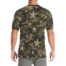 Load image into Gallery viewer, Distressed Camo Stars Pattern Men's All Over Print Crew Neck T-Shirt
