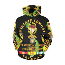 Load image into Gallery viewer, Men&#39;s All Over Print Hoodie (USA Size) (Model H13) - Vietnam Combat Cavalry Veteran w 15th Supply &amp; Transport Bn - 1st Cav Div
