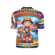 Load image into Gallery viewer, Little Kids' All Over Print Crew Neck T-Shirt - Young Patriot - Future Fireman

