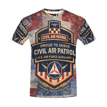 Load image into Gallery viewer, Men's All Over Print Crew Neck T-Shirt - Tribute Tee - Civil Air Patrol
