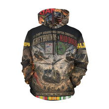 Load image into Gallery viewer, 240th Assault Helicopter Company - Greyhounds and Mad Dogs at War Men's All Over Print Hoodie (USA Size)
