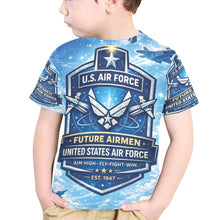 Load image into Gallery viewer, Little Kids' All Over Print Crew Neck T-Shirt - Young Patriot - Future Air Force
