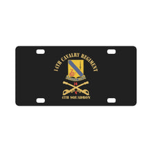 Load image into Gallery viewer, Army - 14th Cavalry Regiment w Cav Br - 4th Squadron - Red Txt X 300 Classic License Plate
