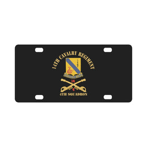 Army - 14th Cavalry Regiment w Cav Br - 4th Squadron - Red Txt X 300 Classic License Plate