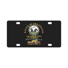 Load image into Gallery viewer, Army - Battle for Philippines - 2nd Observation Squadron w PAC - PHIL SVC Classic License Plate

