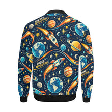 Load image into Gallery viewer, Retro Rocket Revolution Space Pattern Men's All Over Print Bomber Jacket
