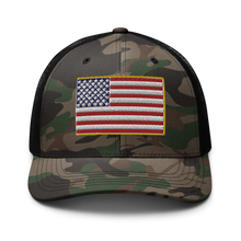 Load image into Gallery viewer, Camouflage trucker hat - United States of America Flag
