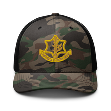 Load image into Gallery viewer, Camouflage trucker hat - Badge of the Israel Defence Forces X 300
