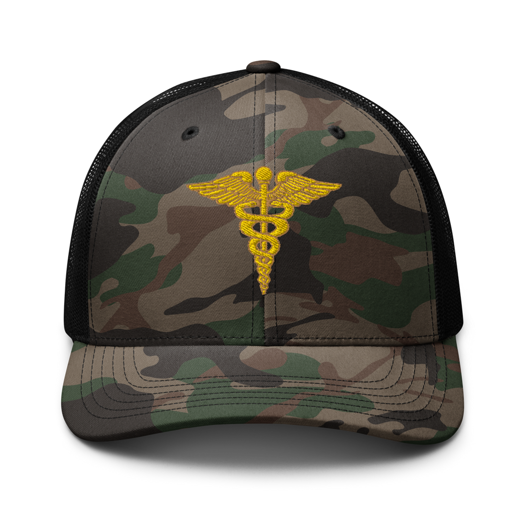 Camouflage trucker hat - Medical - Medical Symbol - Caduceus