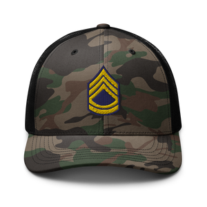 Camouflage trucker hat - Army - Enlisted - Sergeant First Class - SFC - Blue X 300