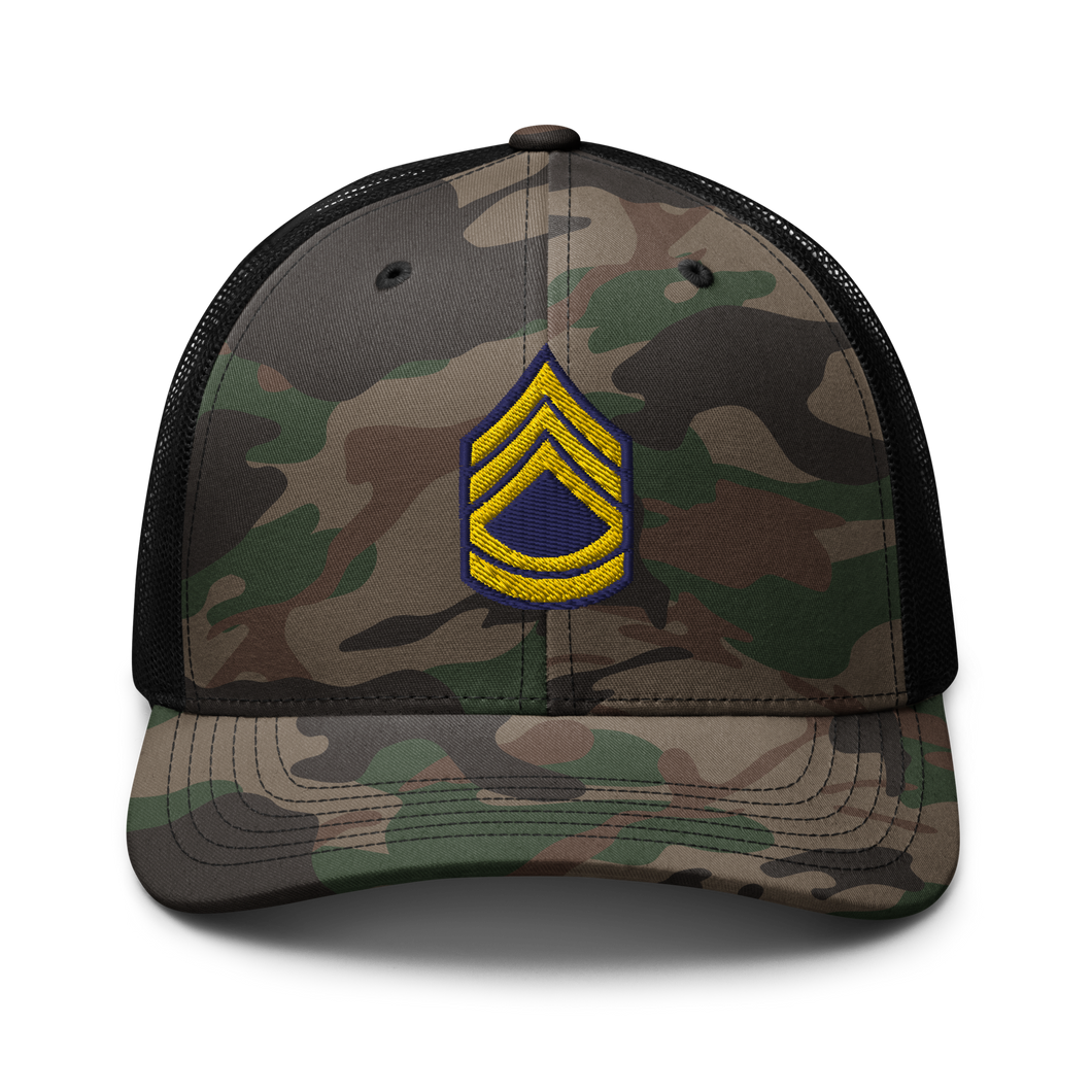 Camouflage trucker hat - Army - Enlisted - Sergeant First Class - SFC - Blue X 300