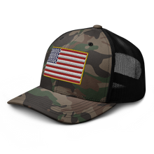 Load image into Gallery viewer, Camouflage trucker hat - United States of America Flag
