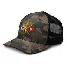 Load image into Gallery viewer, Camouflage trucker hat - Army - 124th Signal Bn - Voice Iron Horse - Vietnam Vet
