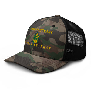 Camouflage trucker hat - Army - First Sergeant - Combat Veteran - Line