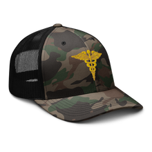 Load image into Gallery viewer, Camouflage trucker hat - Medical - Medical Symbol - Caduceus
