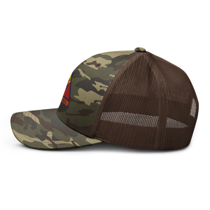 Camouflage trucker hat - Army - 740thTank Battalion SSI - Daredevil w Name Tape