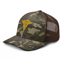 Load image into Gallery viewer, Camouflage trucker hat - Medical - Medical Symbol - Caduceus
